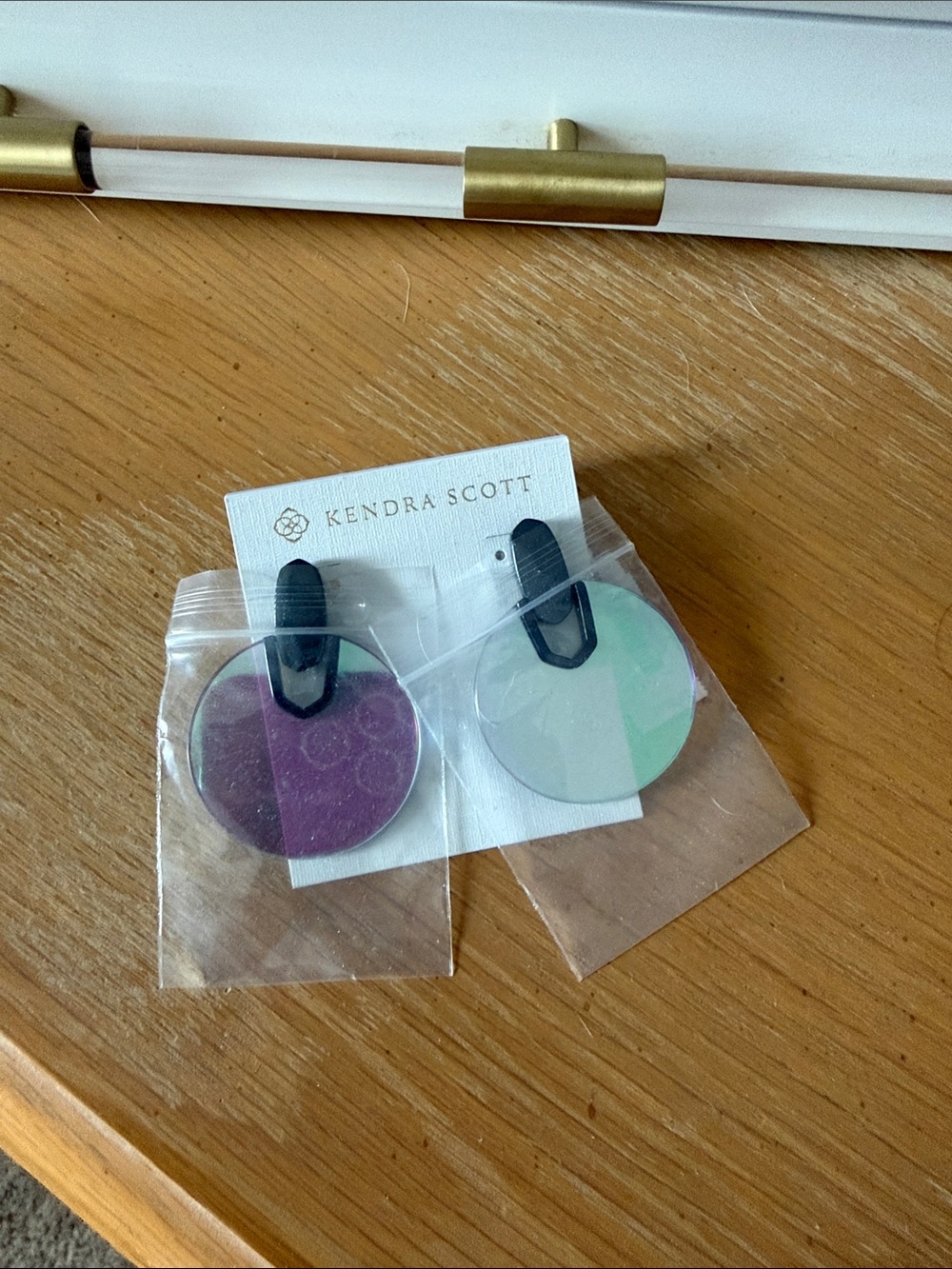 Kendra Scott Iridescent Round Drop Earrings - Purple & Seafoam